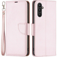 Klopové pouzdro pro Samsung Galaxy A34 5G, Wallet Litchi Magnet, růžové rose gold