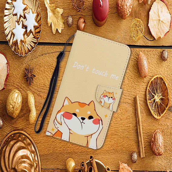 Klopové pouzdro pro Xiaomi Redmi 13C / Poco C65, Wallet, Akita Dog, krémový