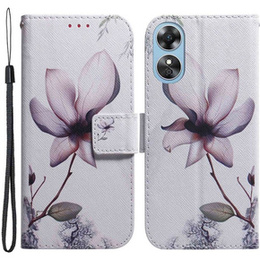Klopové pouzdro pro Oppo A17, Wallet, kwiat, bílé