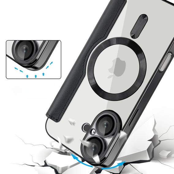 Klopové pouzdro pro iPhone 16, RFID Wallet MagSafe CamShield, černé
