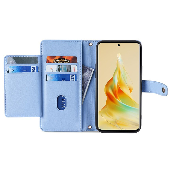 Klopové pouzdro pro Oppo A78 4G, Wallet Zipper Pocket, modré