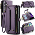 Pouzdro CASEME pro Samsung Galaxy S25 FE, RFID Leather Wallet, s popruhem přes rameno, fialové