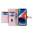 Klopové pouzdro pro iPhone 14, Wallet Zipper Pocket, růžové