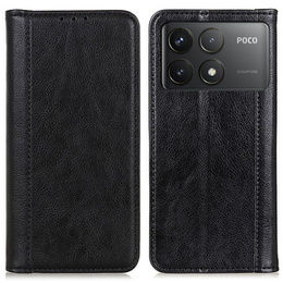 Flipové pouzdro pro Xiaomi Poco F6 Pro, Split Leather, černé