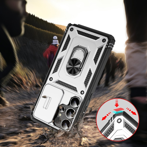 Pouzdro pro Samsung Galaxy S25 Ultra, KickStand Camera Lens, bílé
