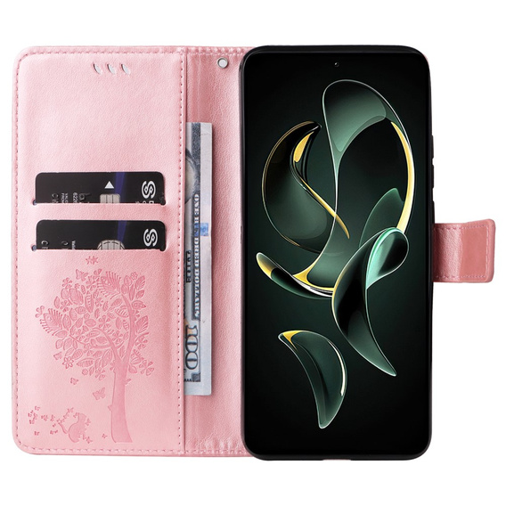 Klopové pouzdro pro Xiaomi 13T / 13T Pro, strom, růžové rose gold