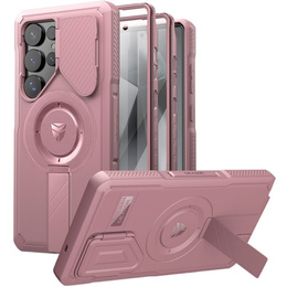 Pancéřové pouzdro pro Samsung Galaxy S25 Ultra, Dexnor CamProtect MagSafe, růžové (dva rámečky)