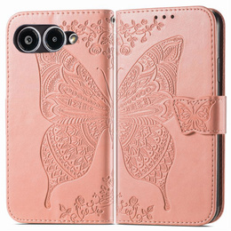 Klopové pouzdro pro T Phone 3 5G, Butterfly, růžové rose gold