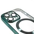 Pouzdro pro iPhone 14 Pro, Electro MagSafe, zelené + sklo na displej