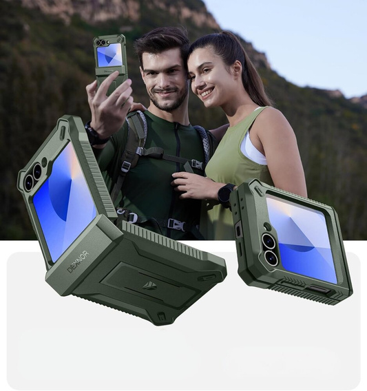 Pancéřové pouzdro pro Samsung Galaxy Z Flip7 FE / Z Flip6, Dexnor Clip Holder, zelené