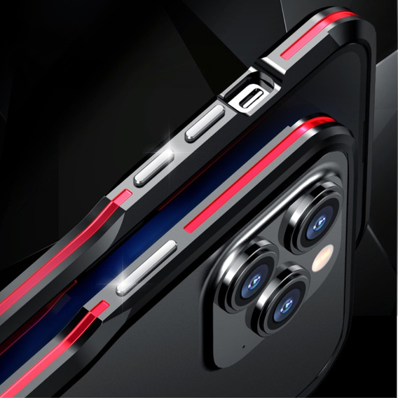 Pouzdro LUPHIE pro iPhone 15 Pro Max, Armor Bumper, černá / červená