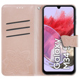 Klopové pouzdro pro Samsung Galaxy M34 5G, Butterfly, růžové rose gold