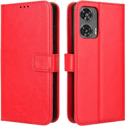 Klopové pouzdro pro Motorola Moto G85, Crazy Horse Wallet, červené