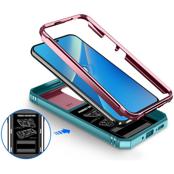 Pouzdro pro Samsung Galaxy A54 5G, posuvný kryt objektivu, zelené