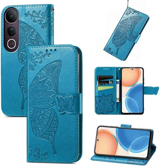 Klopové pouzdro pro Vivo V50 Lite 4G / 5G, Butterfly, modré
