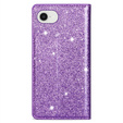 Flipové pouzdro pro iPhone 16E, Card Slot Glittery, fialové