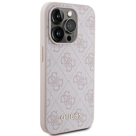 Pouzdro GUESS pro iPhone 15 Pro Max 4G Metal Gold Logo, růžové
