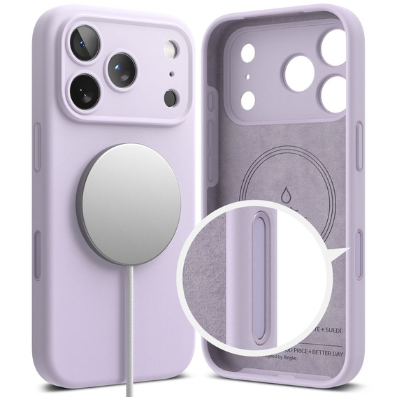 Pouzdro Ringke pro iPhone 17 Pro Max, silikonové magnetické pouzdro MagSafe, světle fialové