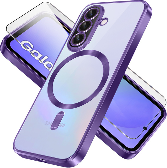 Pouzdro pro Samsung Galaxy A36, Electro MagSafe, fialové + sklo na displej
