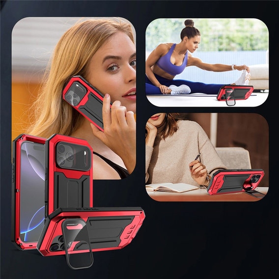 Pevné pouzdro R-JUST s krytem displeje a stojánkem pro iPhone 17 Pro