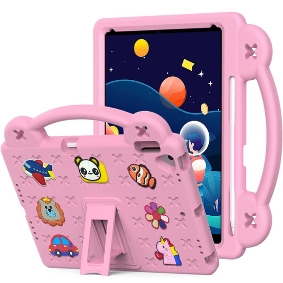 Dětské pouzdro pro iPad 10.2" 2021/2020/2019 (9/8/7 gen.) / Air 10.5" 2019 (3 gen.), Cute Patterns, se stojánkem, růžové
