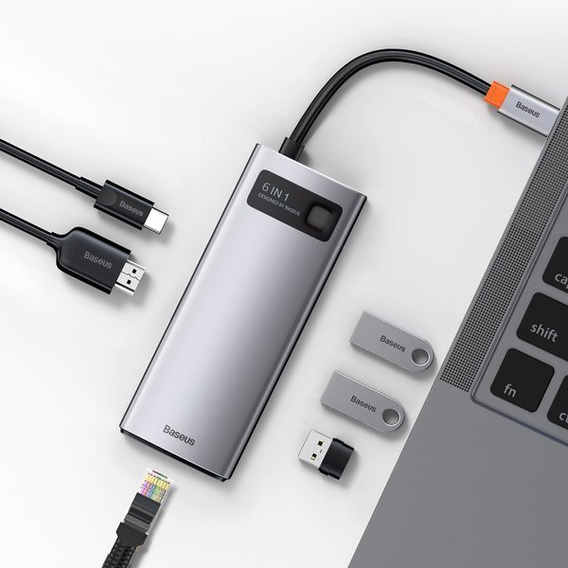 6-v-1 dokovací stanice USB-C Metal Gleam Series pro zařízení s USB-C
