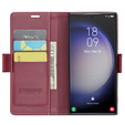 Pouzdro pro Samsung Galaxy S24 Ultra, ERBORD Glossy Litchi, flipová peněženka, červené