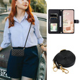Pouzdro s klopou pro Samsung Galaxy S25 FE, Rhombus Crossbody Leather, černé