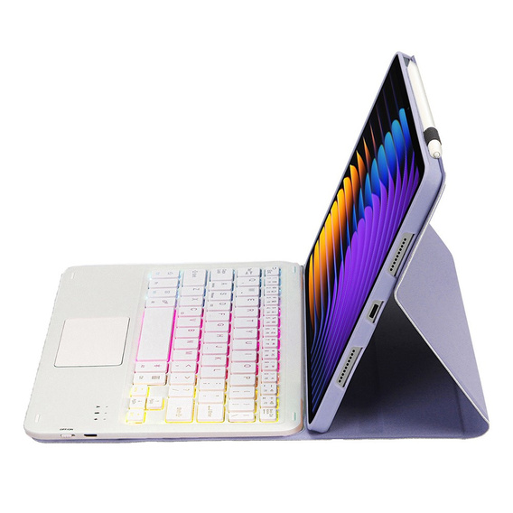 Pouzdro s podsvícenou bluetooth klávesnicí s touchpadem pro Xiaomi Pad 7 / Xiaomi Pad 7 Pro, fialové