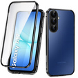 Pouzdro pro Samsung Galaxy A17 5G, magnetické dvojité sklo, průhledné s černými boky