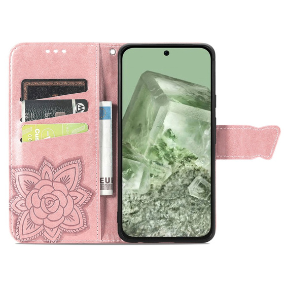 Klopové pouzdro pro Google Pixel 8A, Butterfly, růžové rose gold