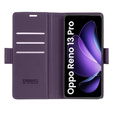 Pouzdro pro Oppo Reno 13 Pro, ERBORD Glossy Litchi, flipová peněženka, fialové