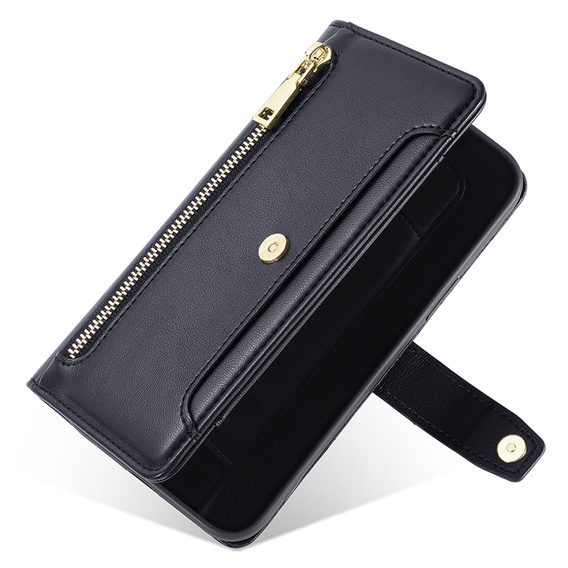 Klopové pouzdro pro Honor Magic5 Lite, Wallet Zipper Pocket, černé