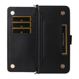 Flipové pouzdro pro Samsung Galaxy S25 Edge, Crossbody Leather Wallet, černé
