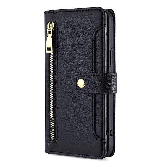 Klopové pouzdro pro Oppo Reno8 T 4G, Wallet Zipper Pocket, černé