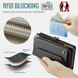 Pouzdro CASEME pro Samsung Galaxy S25 FE, RFID Leather Wallet, s popruhem přes rameno, černé