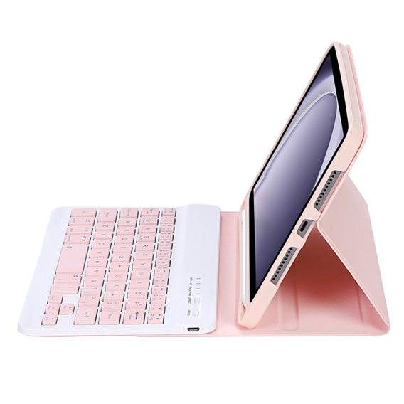 Pouzdro + klávesnice Samsung Galaxy Tab A9, Leather Pen Slot, růžové rose gold