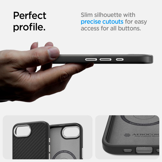 Pouzdro Spigen pro iPhone 16E, Enzo Aramid MagSafe, karbonově černé + 9H tvrzené sklo