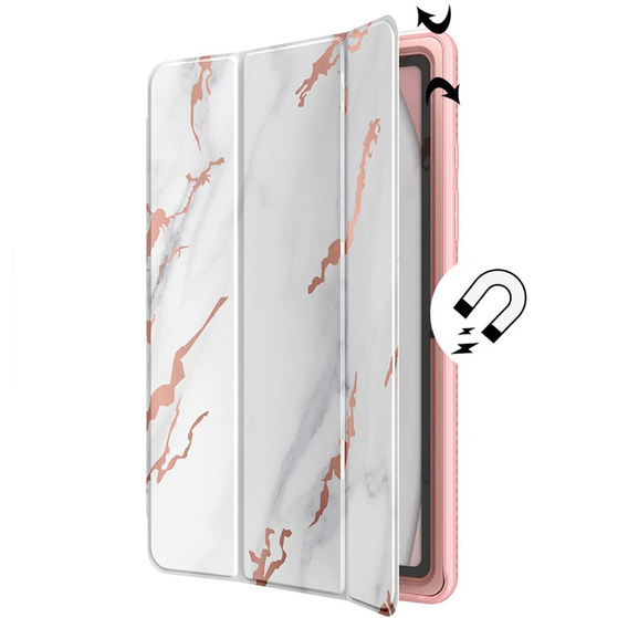 Pouzdro pro Samsung Galaxy Tab A7, Suritch Full Body Basic Marble, růžové