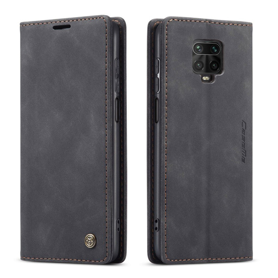 Pouzdro CASEME pro Xiaomi do Redmi Note 9s / 9 Pro, Leather Wallet Case, černé