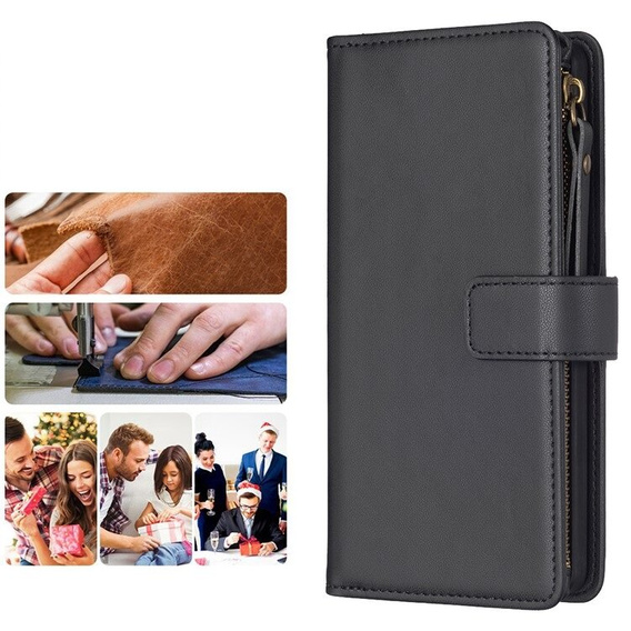 Klopové pouzdro pro Xiaomi Redmi 13C / Poco C65, Wallet Zipper Pocket, černé