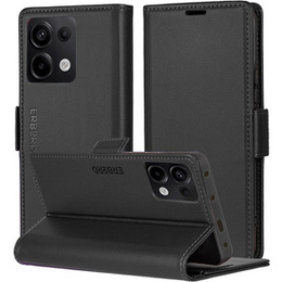 Pouzdro pro Xiaomi Redmi Note 13 Pro 4G / Xiaomi Redmi Note 14S / Xiaomi Poco M6 Pro 4G, ERBORD Glossy Litchi, flipová peněženka, černé