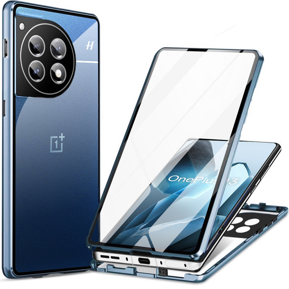 Pouzdro pro OnePlus 13, Magnetic Dual Glass, modré