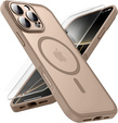 Pouzdro pro iPhone 16 Pro, pro MagSafe, ERBORD Matt Case, desert titanium + sklo na displej