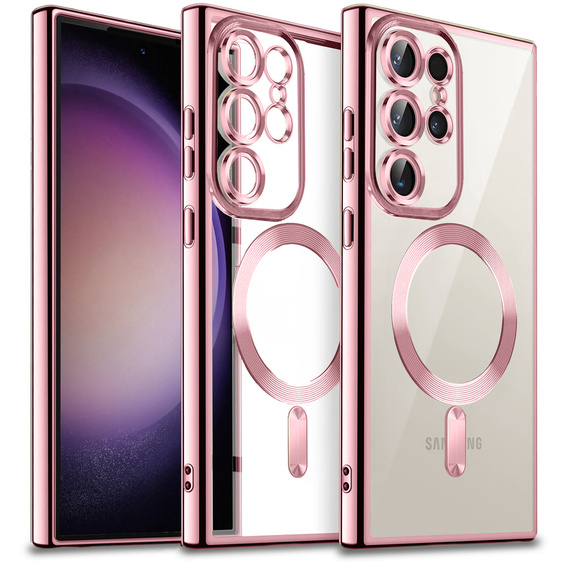 Pouzdro pro Samsung Galaxy S23 Ultra, MagSafe Hybrid, růžové rose gold