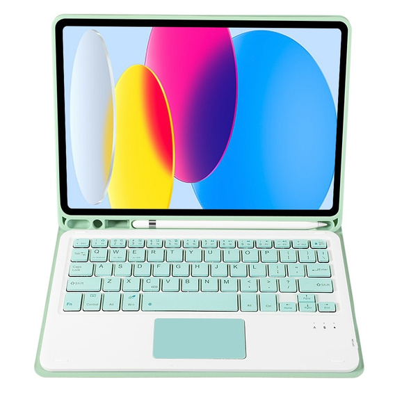 Pouzdro + klávesnice iPad 10.9 2022 10 Gen, TouchPad Pen Slot, světle zelené