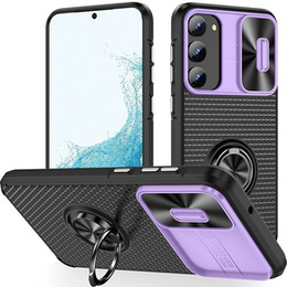 Pouzdro pro Samsung Galaxy S23, Camera Slide Ring, černé / fialové