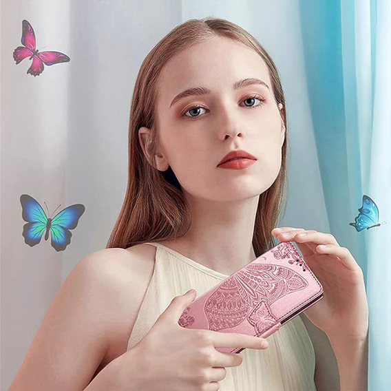 Klopové pouzdro pro Motorola Edge 60 / 60 Fusion, Butterfly, růžové rose gold