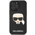 Pouzdro Karl Lagerfeld pro iPhone 13 Pro, 3D Rubber Karl's Head, černé