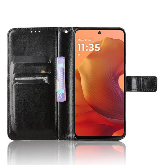 Klopové pouzdro pro Motorola Moto G15 / Motorola Moto G15 Power, Crazy Horse Wallet, černé